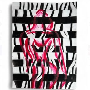 Handmade Abstract Figure Art – Acrylic & Ink Mixed Media